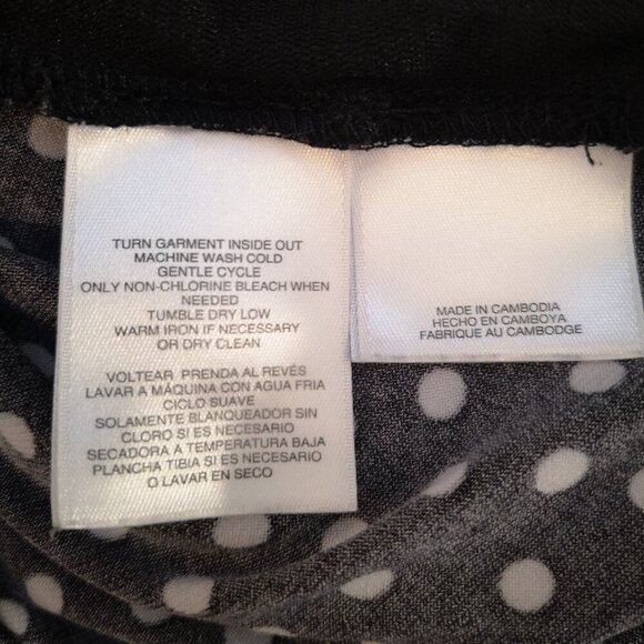 Anne Klein Ladies Size Medium Black & White Polka Dot V-neck Top - Picture 6 of 9